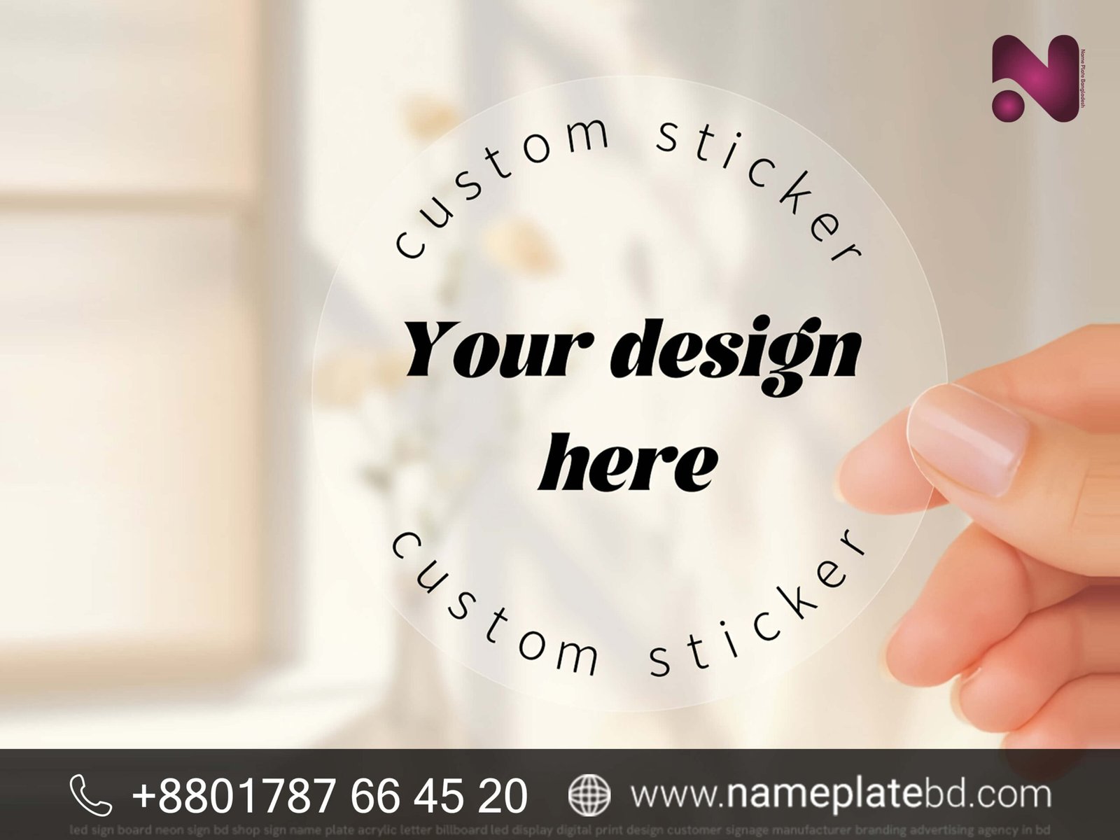 Custom Cut Sticker Design & Printing | Name Plate Bangladesh