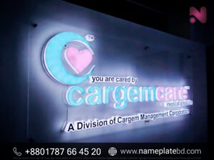Care Pharmacy LED Signage Project | Premium Acrylic & LED Letter Sign by Name Plate Bangladesh