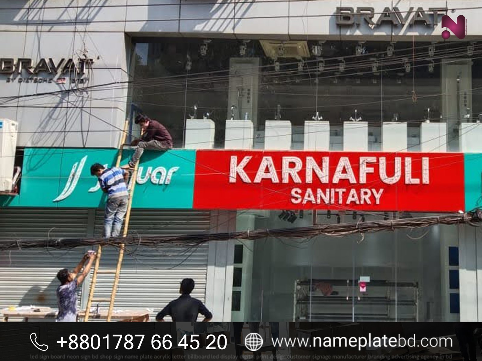 Jaguar Sanitary & Bath Accessories LED Signage Project | Premium Acrylic Letter Sign by Name Plate Bangladesh