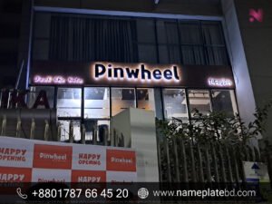Pinwheel Café LED Signage Project | Premium Acrylic & LED Letter Sign by Name Plate Bangladesh