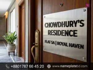 Stainless Steel and Acrylic Name Plate for Home Door – Custom Design Bangladesh